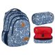HEAD HD-345 Backpack & Pen Case Combo in Stylish Jeans Design