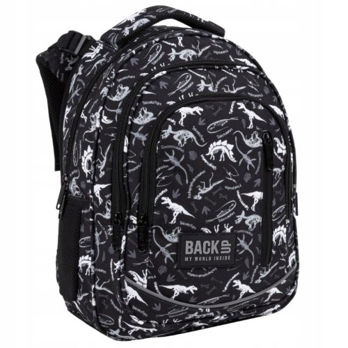 BackUP 24L Black Dinosaur Early School Backpack - Sturdy & Waterproof
