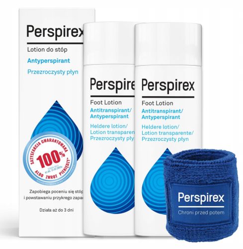Perspirex Foot Lotion Set: 2 x 100ml Bottles + Free Band - Effective 3-Day Sweat Control