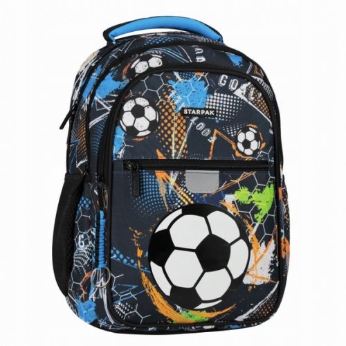 Youth School Backpack with Football Blue Design for Boys