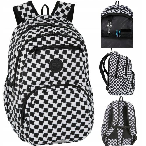 Coolpack Pick Youth School Backpack in Black and White Checkered Design