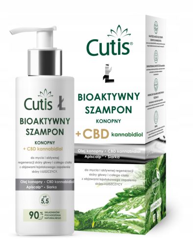 CUTIS Ł Hemp & CBD Bioactive Shampoo for Scalp and Skin Relief, 200 ml