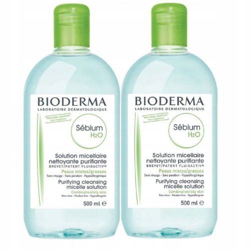 2 x Bioderma Sébium H2O Micellar Water 500ml - Gentle & Effective Skin Cleansing