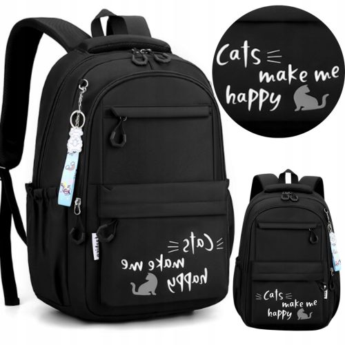 Durable Multi-Compartment Black School Backpack for Grades 1-3