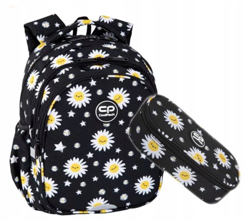 2-in-1 Daisy Black School Backpack for Grades 1-3 by Coolpack - Spacious & Ergonomic