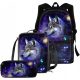 Neon Wolf Themed School Set: Backpack, Lunch Bag & Pencil Case - B09XX2R8ZZ