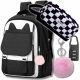School Backpack & Accessories Set with Cat Design, Lockable Zip, Water-Resistant