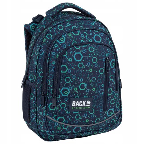 Geometric Cyber World Backpack for Boys with Adjustable Straps and Multi-Compartments