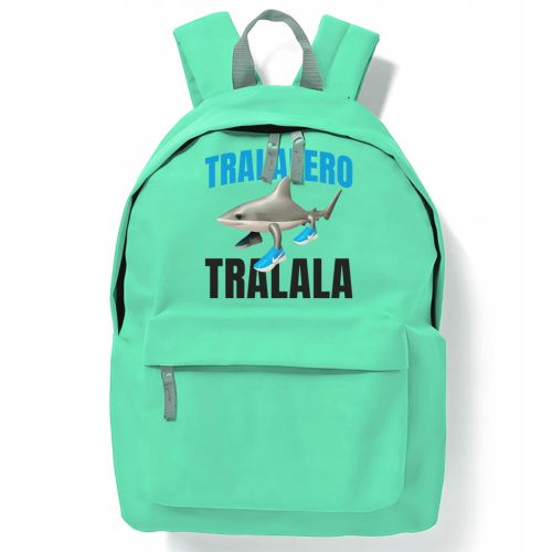 Trendy Mint School Backpack with Viral TikTok-Inspired Prints - TRALALERO TRALALA Brainrot TREND