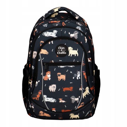 Spacious 3-Compartment Pug School Backpack for Elementary Grades 4-8