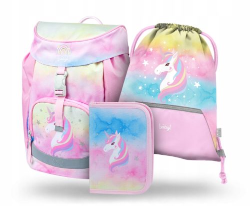BAAGL Airy Rainbow Unicorn 3-Piece School Set: Backpack, Pencil Case & Tote Bag
