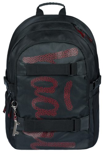 BAAGL Skate Red Backpack with Logo Print - Ideal for School, Reflective & Waterproof