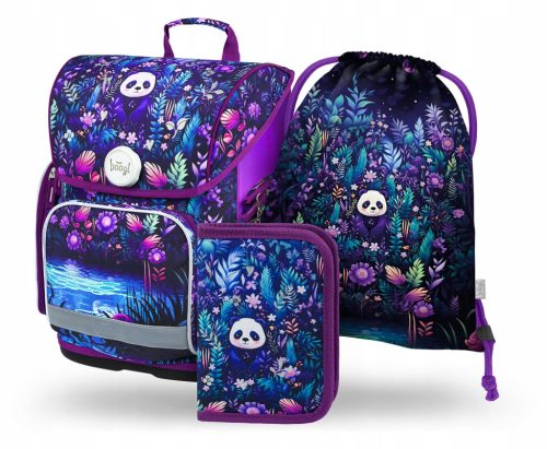 BAAGL Ergo Jungle Panda School Set: Backpack, Pencil Case, and Shoe Bag