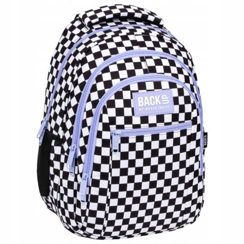 Stylish BackUP Youth School Backpack with Trendy Checkered Design