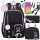 7-in-1 Youth School Backpack Set with Lunchbox, Pencil Case & USB Port