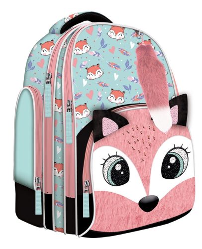 Lightweight Fox Plush School Backpack for Grades 1-3 with Surprise Gift!