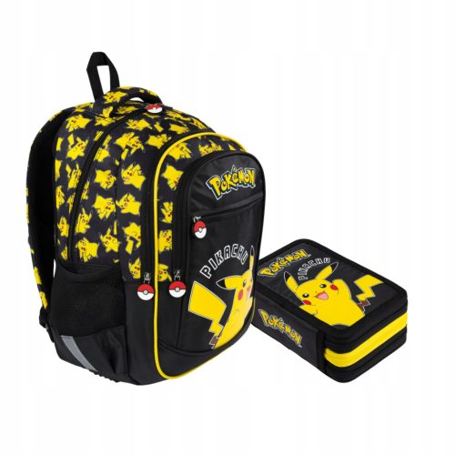Pokemon Pikachu 4-Compartment Backpack and Triple Pencil Case Set