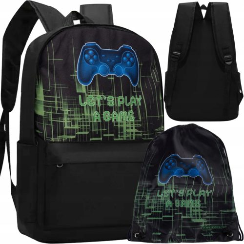 Stylish 22L Gamer Backpack Set with Bonus Drawstring Bag - Ideal for School and Training