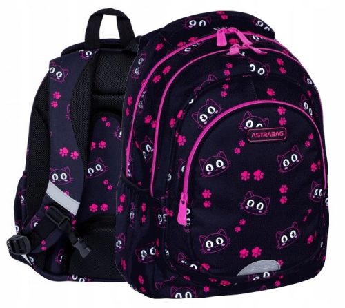 ASTRAWY Dual Compartment Girls' Backpack with Cute Cat Print