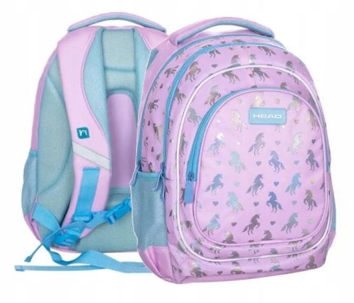 Ergonomic Two-Compartment School Backpack for Girls with Reflective Details