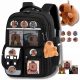 Capibara School Backpack Set with Mascot Keychain, Pins & Cards - Ideal for Kids