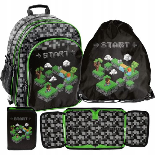 Minecraft-Inspired Game Paso School Set with Backpack, Shoe Bag, and Pencil Case