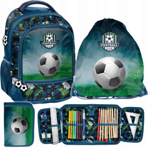 School Set with Backpack, Boot Bag, and Pencil Case - Soccer Themed for Young Football Fans