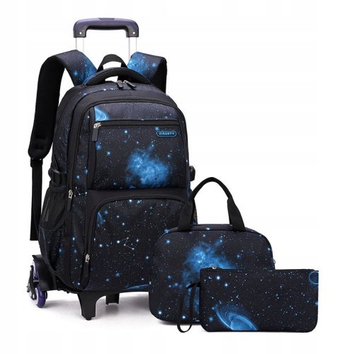 Durable Wheeled School Backpack for Boys and Girls with Multiple Compartments - Ziranyu Galaxy