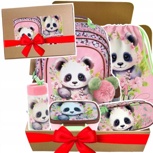 5-in-1 Cute Panda School Backpack Set for Girls