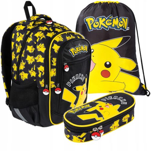St. Majewski Pokemon Pikachu School Backpack Set, Pencil Case & Shoe Bag