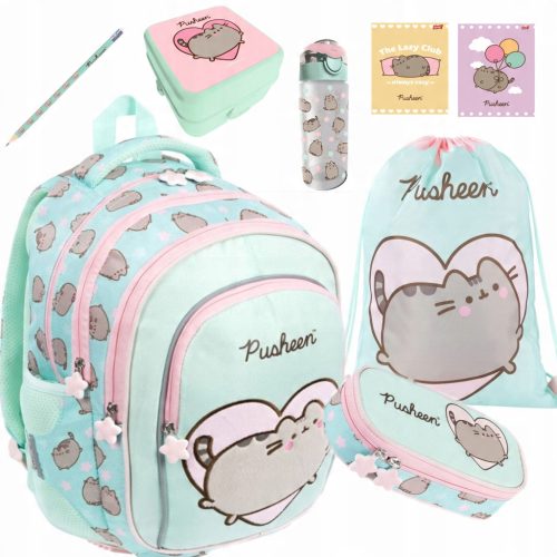 Pusheen Mint 8-in-1 School Backpack Set for Grades 1-3