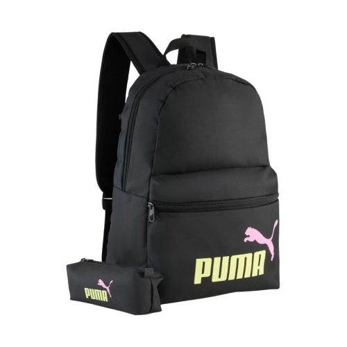 Puma Phase Set Backpack with Pencil Case - Black, Spacious, Comfortable & Stylish