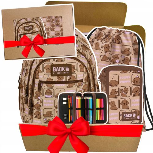 BackUP 3-Piece School Set: FLUFFY PUPPY & GRADIENT BERRY - Style & Functionality