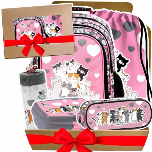 Cleo & Frank 5-in-1 School Bag Set with Cat Theme for Girls