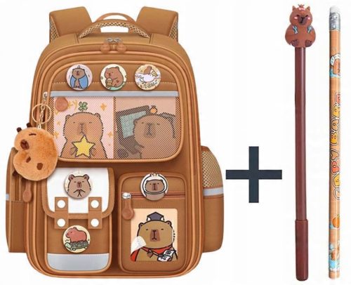 Capibara School Backpack with Charm, Fine Liner and Pencil Set