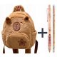 Adorable Capybara Kids Backpack with Plush Details & Free Capybara Pen and Pencil