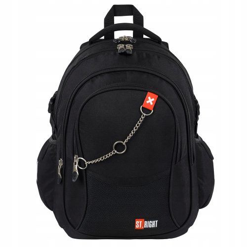 St.Right X-White 17" Multi-Compartment Black School Backpack