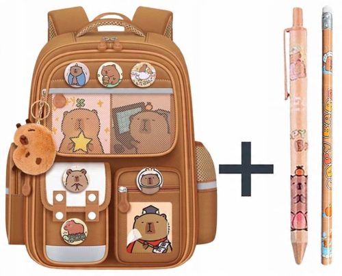 Capybara Themed Waterproof School Backpack with Pen & Pencil Set