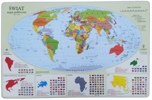 Desk pad - data on the political world map