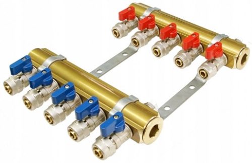  BRASS MANIFOLD 5 CIRCUITS PEX VALVES ODP