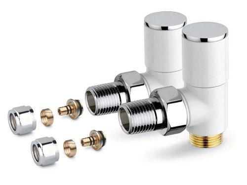 APM Chrome-White PeX Corner Radiator Valves