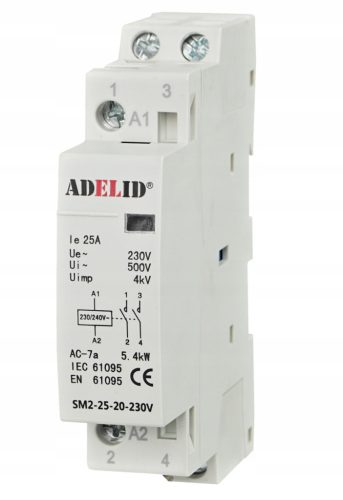 Adelid SM2 contactor 25-20-230V FOR TH35 RAIL 2 RAILS 1 PHASE