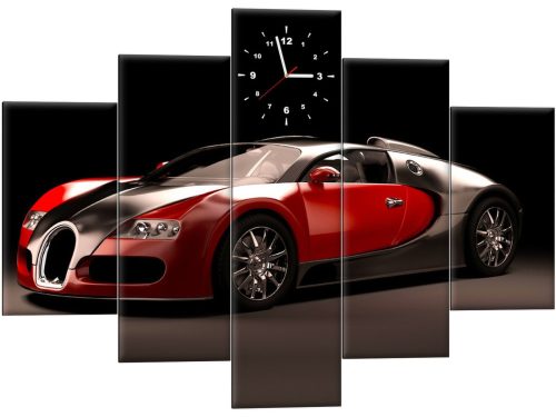 Images sur le mur, tableau avec horloge, voiture de sport, 150x105