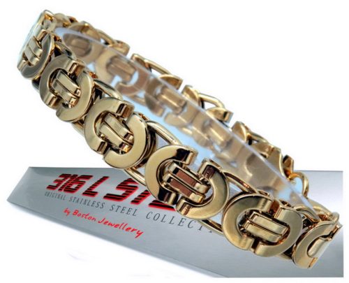  FASHIONABLE GOLD BRACELET MEN'S BRACELET SURGICAL STEEL 316L 12MM