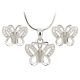  Silver RHOD. necklace and earrings BUTTERFLIES, chain