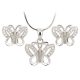  Silver RHOD. necklace and earrings BUTTERFLIES, chain