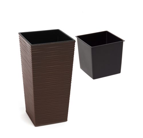  Flowerpot Lamela 25 cm x 25 x 46.5 cm Diameter 25 cm Plastic black, brown and beige tones