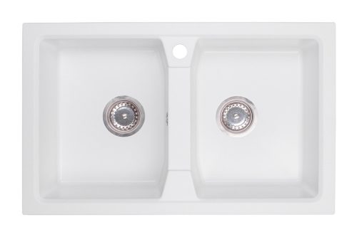 DARFOR DG018 two-bowl sink, white granite