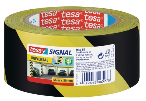 tesa warning tape yellow and black 66m x 50mm