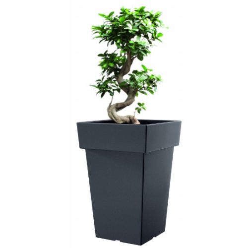  Prosperplast flowerpot, 29 cm x 29 x 44 cm, diameter 28.9 cm, plastic in grey and silver tones